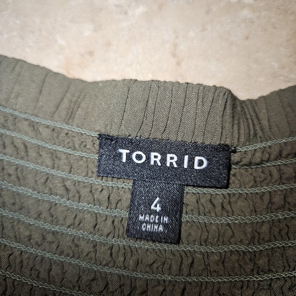 Torrid Dress Womens 4X Olive Green‎ Button Front Tiered A Line Boho Sleeveless - Picture 5 of 10